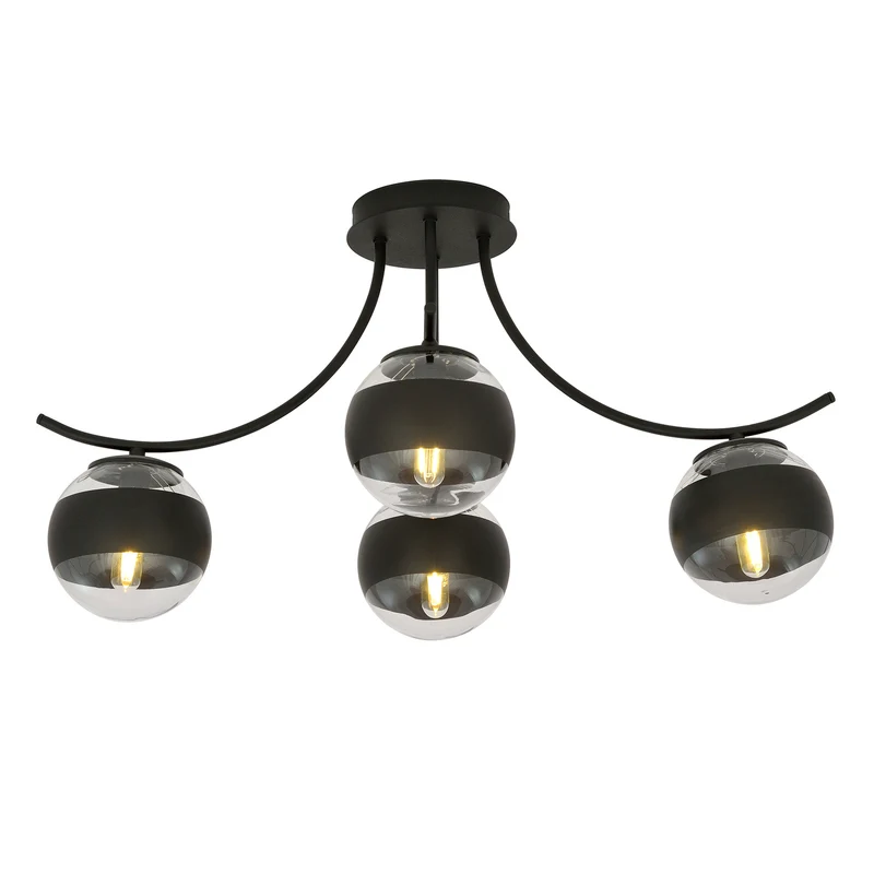 B-Ware EMIBIG LIGHTING Deckenleuchte Lampe Boston schwarz klar 4flg Beleuchtung