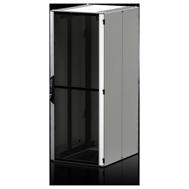 B-Ware Rittal Netzwerkschrank Schrank 19 Zoll Sichttür Schwarz Silber 5301450