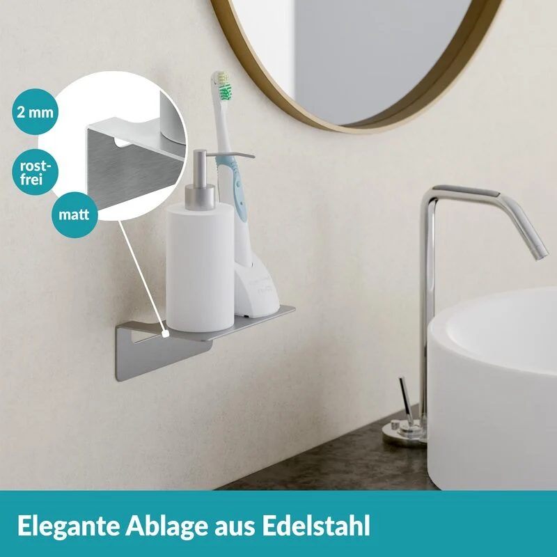 B-Ware Weissenstein Badablage Regal Ablage Badezimmer Silber selbstklebend Wandmont934