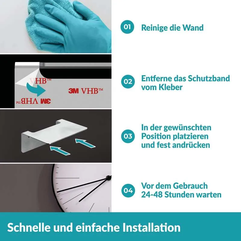 B-Ware Weissenstein Badablage Regal Ablage Badezimmer Silber selbstklebend Wandmontage