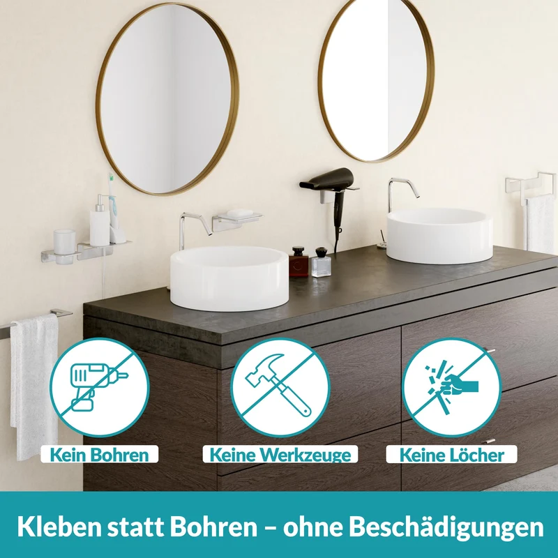 B-Ware Weissenstein Badablage Regal Ablage Badezimmer Silber selbstklebend Wandmont291