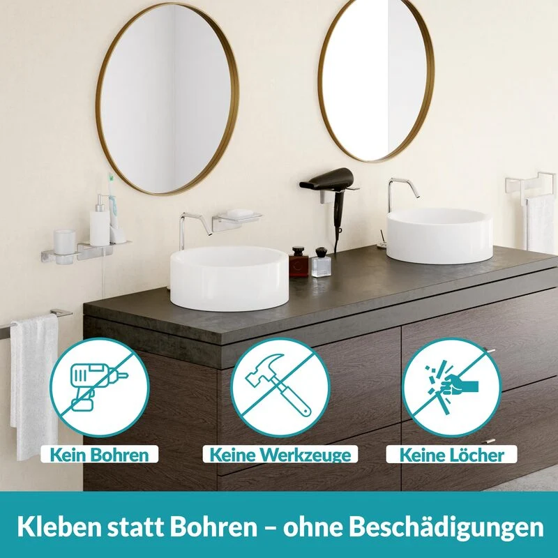 B-Ware Weissenstein Badablage Regal Ablage Badezimmer Silber selbstklebend Wandmont291
