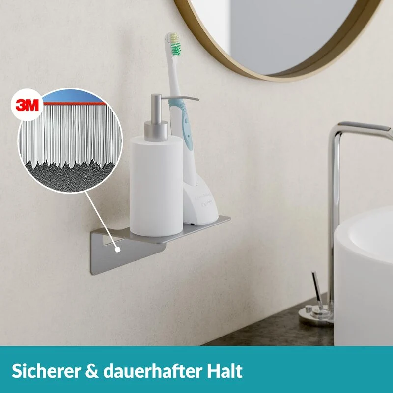 B-Ware Weissenstein Badablage Regal Ablage Badezimmer Silber selbstklebend Wandmont291