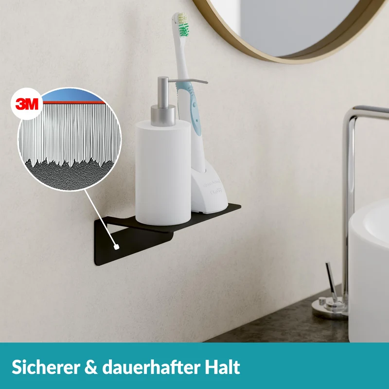B-Ware Weissenstein Badablage Ablage Regal Schwarz Edelstahl ohne Bohren Wandmontage