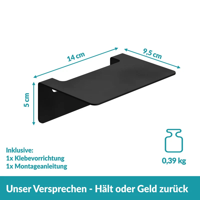 B-Ware Weissenstein Badablage Ablage Regal Schwarz Edelstahl ohne Bohren Wandmontage