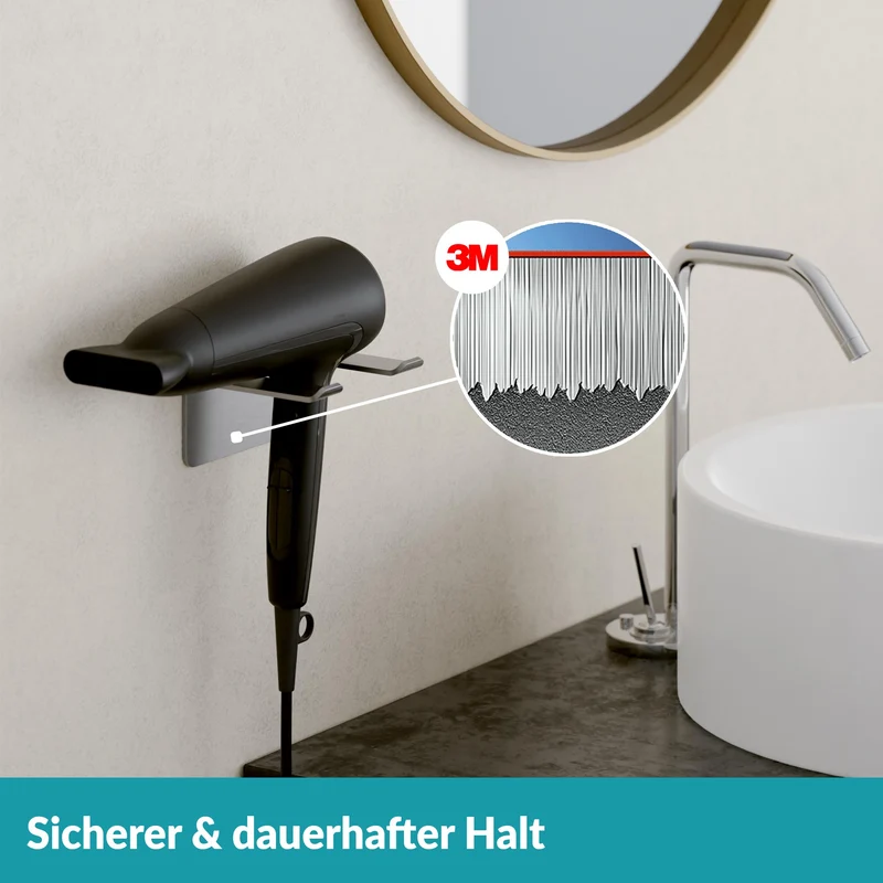 2x B-Ware WEISSENSTEIN Föhnhalter Haartrockner Bad selbstklebend Silber Edelstahl 2 STÜCK