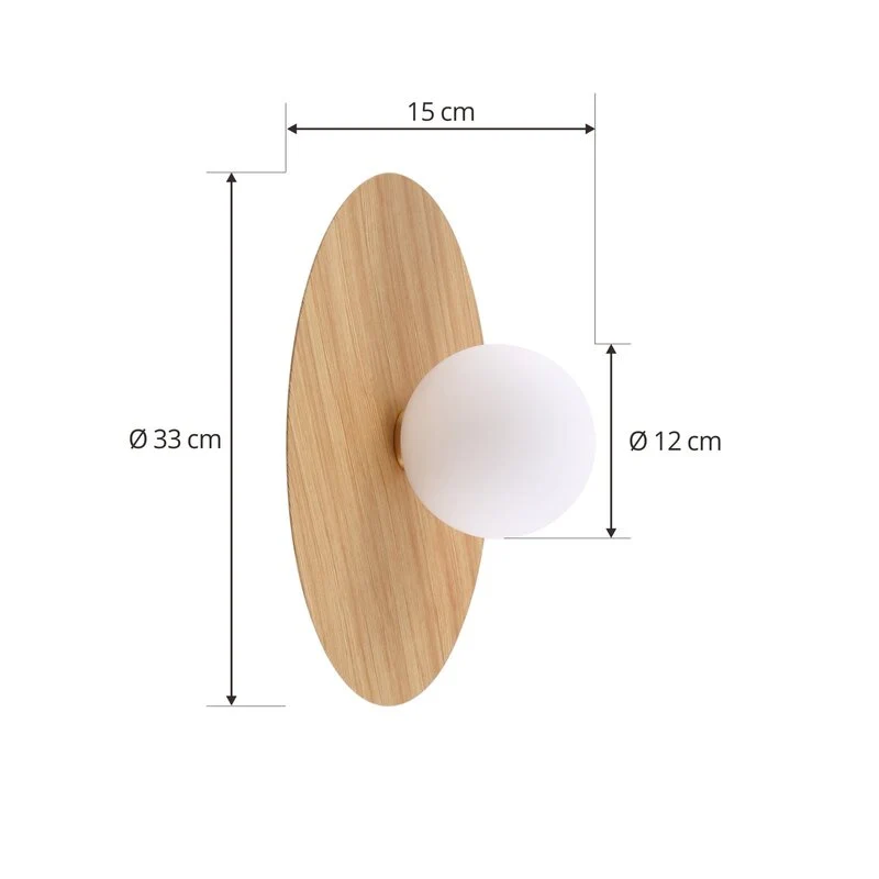 B-Ware Lindby Wandleuchte Zain Wandlampe Leuchte Lampe holzfarben weiß Glas Ø 33 cm772