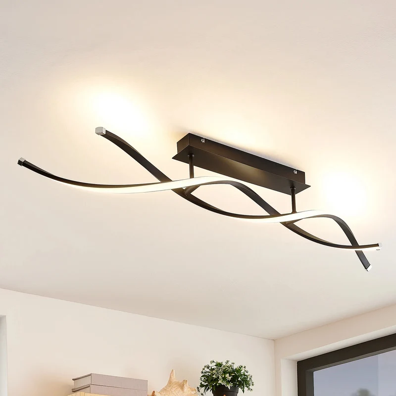 B-Ware Lindby Deckenleuchte Deckenlampe LED Welina schwarz dimmbar Deckenspot Lampe