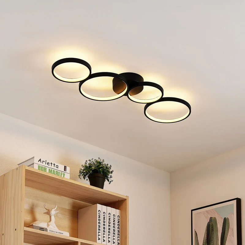 B-Ware Lindby Evengeline LED-Deckenlampe Deckenlampe Lampe Leuchte 35 W Alu schwarz831