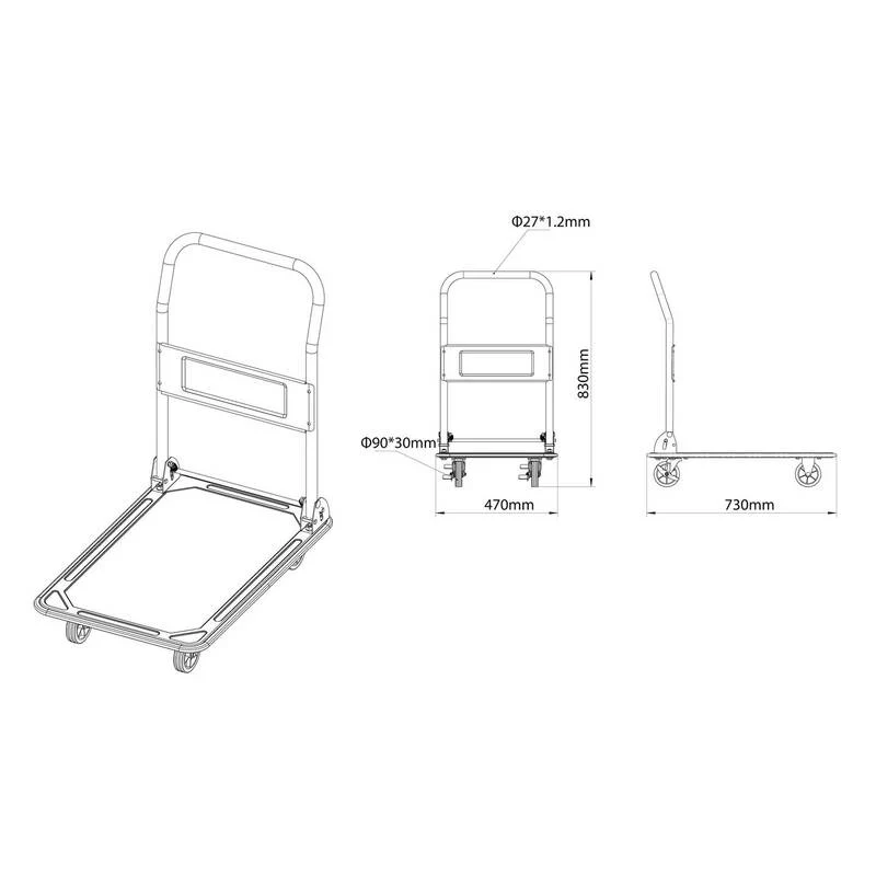 B-Ware Toolcraft Handwagen klappbar Transportwagen Stahl Traglast 150kg 73x47x83cm