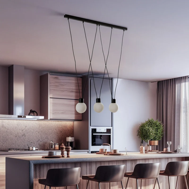 B-Ware Hängeleuchte Capri Pendelleuchte schwarz Glas Metall 3-flammig dimmbar G9 LED
