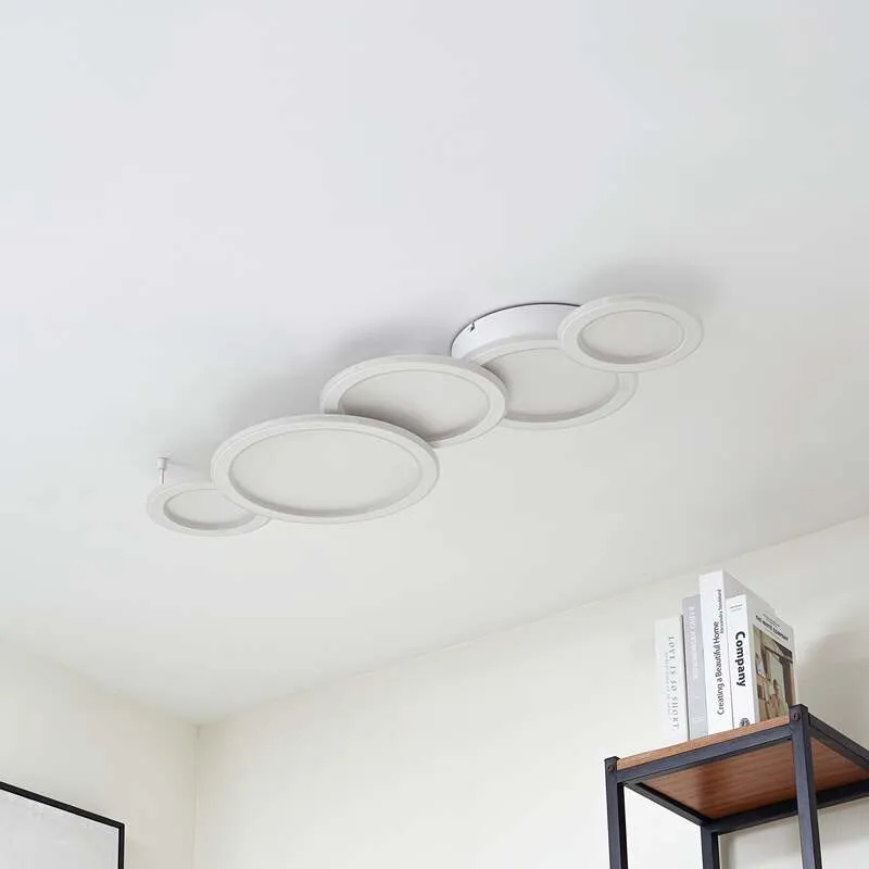 B-Ware Lucande Deckenleuchte Lampe LED weiß Kunststoff Diala dimmbar 96 cm