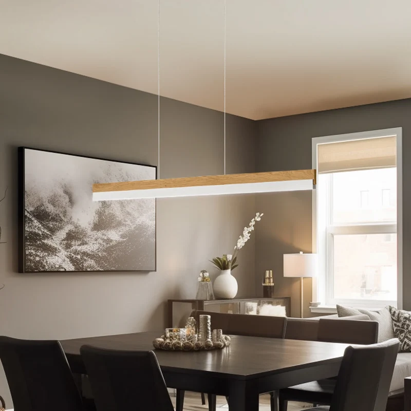 B-Ware Quitani Hängeleuchte Pendelleuchte LED Eiche Nickel verstellbar Keijo 103 cm