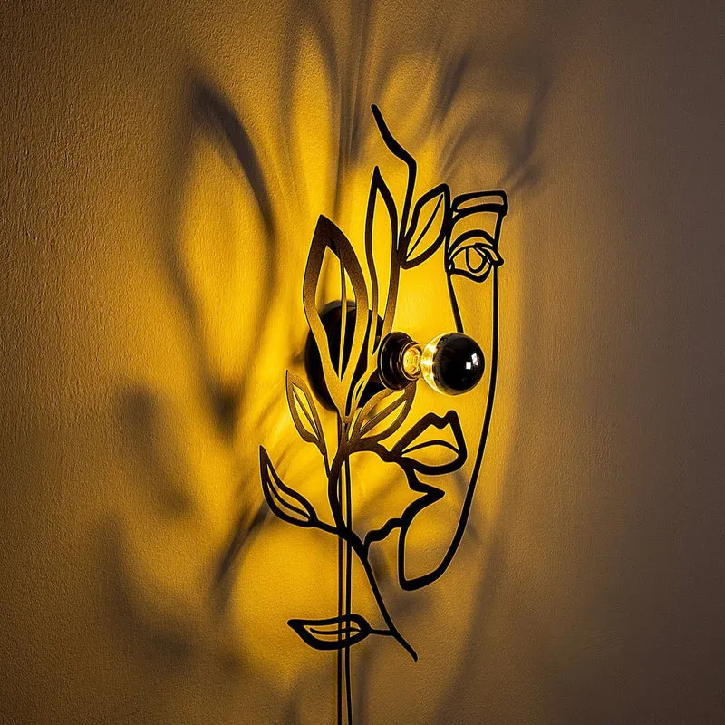 B-Ware Flower Faced Wandlampe Leuchte Wandbeleuchtung schwarz Metall 54 x 34 cm La436
