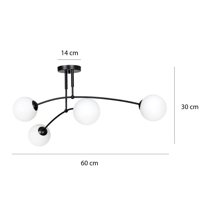 B-Ware Euluna Deckenlampe Deckenlampe Lampe Leuchte Pregos 4 in Schwarz vierflammig