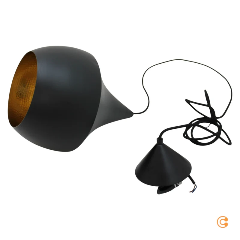 B-Ware Tom Dixon Pendelleuchte Hängeleuchte Beat Fat LED Schwarz Messing Warmweiß Ø24cm