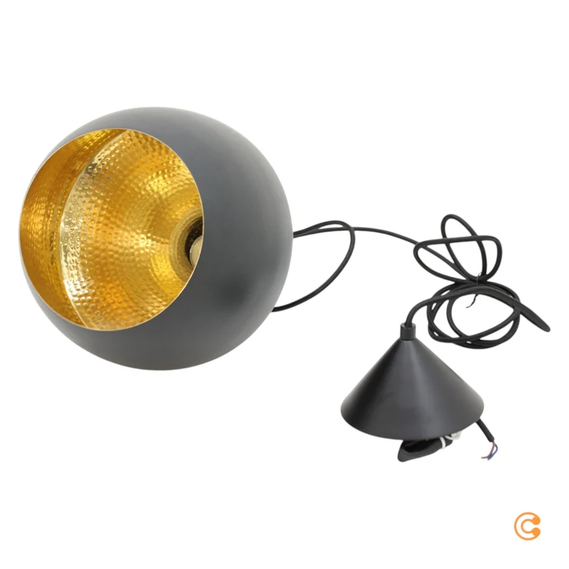 B-Ware Tom Dixon Pendelleuchte Hängeleuchte Beat Fat LED Schwarz Messing Warmweiß Ø24cm