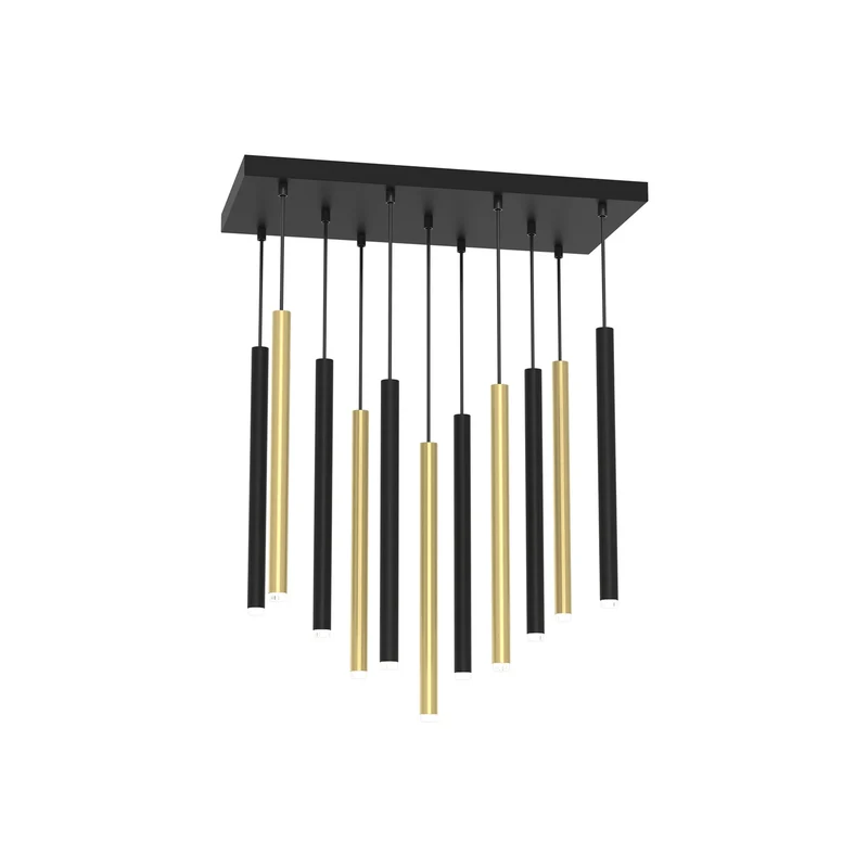 B-Ware Hängeleuchte Monza schwarz gold elfflammig Deckenlampe Deckenleuchte Lampe S659
