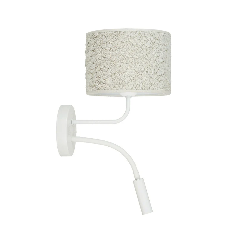 B-Ware Duolla Wandleuchte Wandlampe Roller Bouclé Leselicht Textil Metall weiß creme