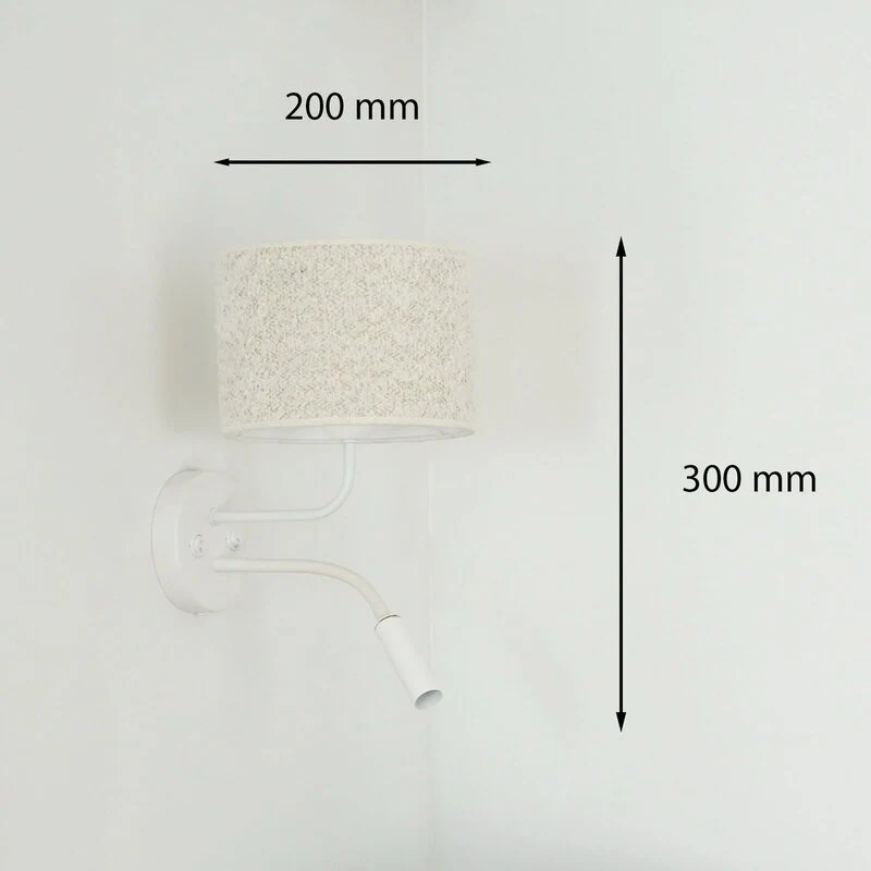 B-Ware Duolla Wandleuchte Wandlampe Roller Bouclé Leselicht Textil Metall weiß creme