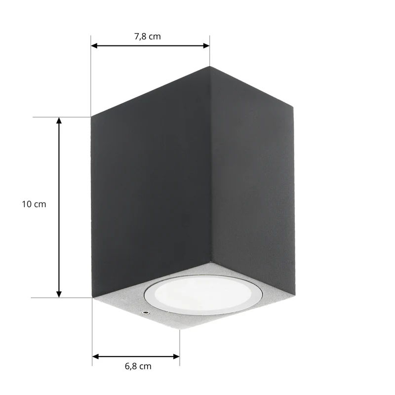 4x B-Ware Prios Außenwandleuchte Wandlampe LED schwarz eckig 10 cm Lampe Spot 4 STÜCK