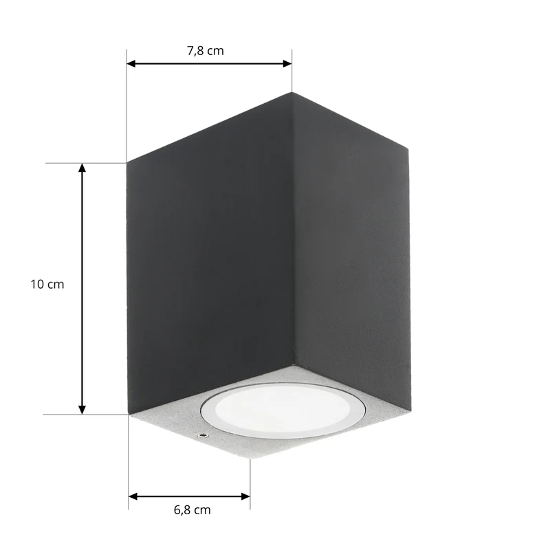 4x B-Ware Prios Außenwandleuchte Wandlampe LED schwarz eckig 10 cm Lampe Spot 4 STÜCK
