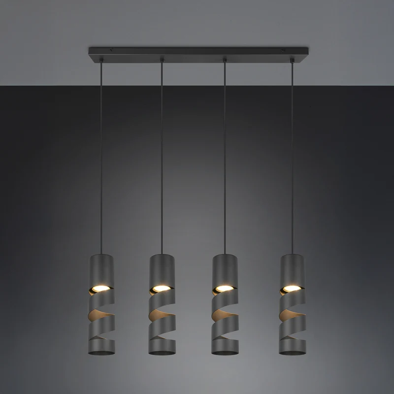 B-Ware Trio Lighting Hängelampe Pendelleuchte Stream schwarz Metall 80cm 4flammig GU10