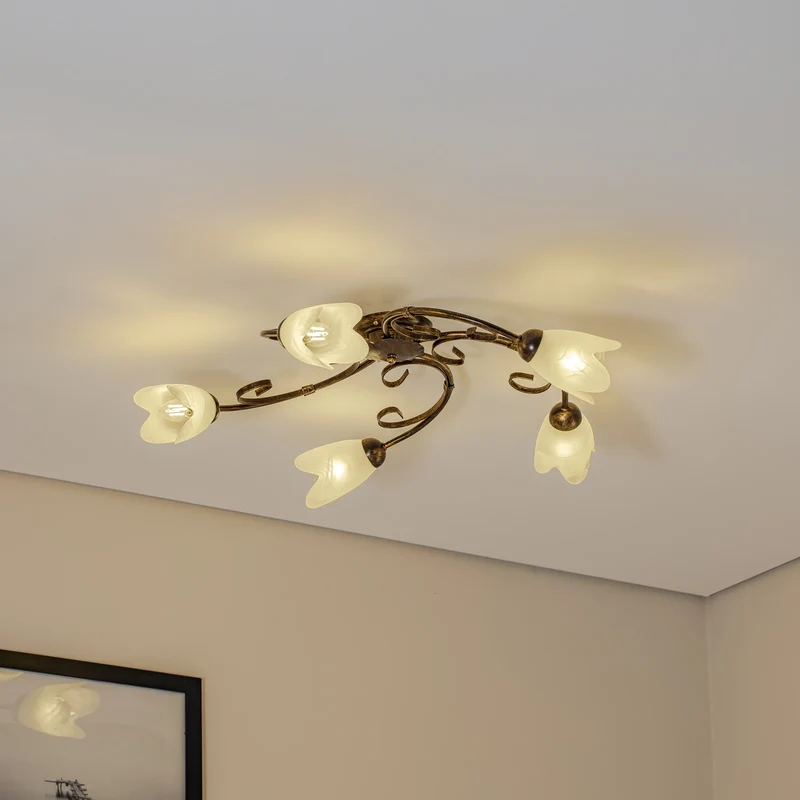 B-Ware Deckenleuchte Lampe Odino Metall Glas bronze weiß satiniert E14 LED dimmbar