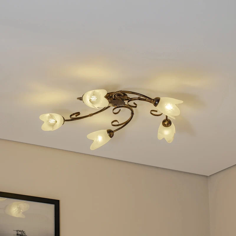 B-Ware Deckenleuchte Lampe Odino Metall Glas bronze weiß satiniert E14 LED dimmbar