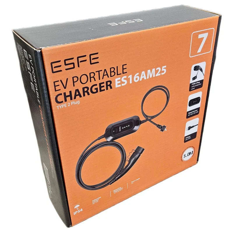 B-Ware ESFE ES16AM25 Mobile Ladestation Ladegerät Elektroauto Typ 2 16A 3.7kW 5m Ka658