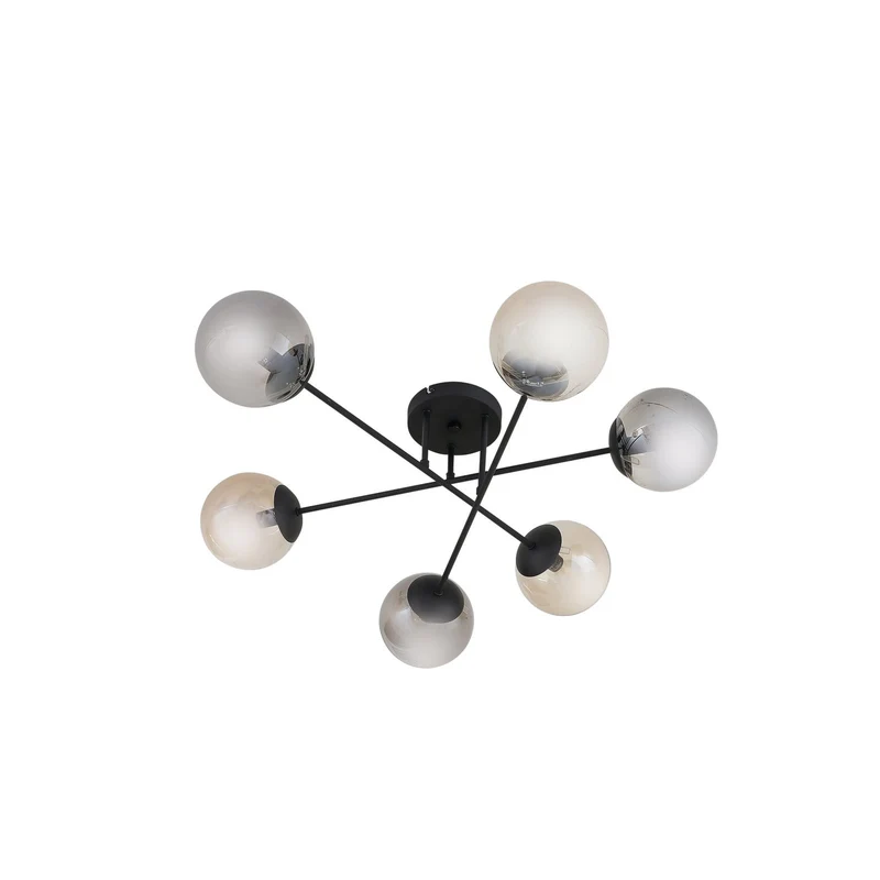 B-Ware Lindby Deckenleuchte Lampe Isamer Kugel rauchgrau amber Glas Wohnzimmer