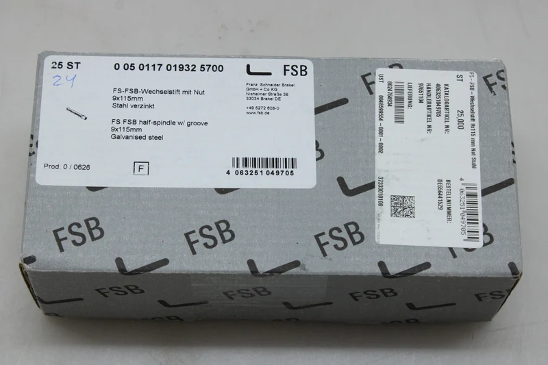 24x B-Ware FSB Wechselstift Vollstift Türknopf Türdrücker DIN 18273 Stahl verzinkt 24 STÜCK