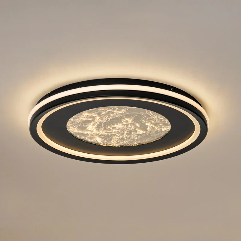 B-Ware Lucande Deckenleuchte Deckenlampe LED Tillian schwarz gold dimmbar 50cm warmweiß