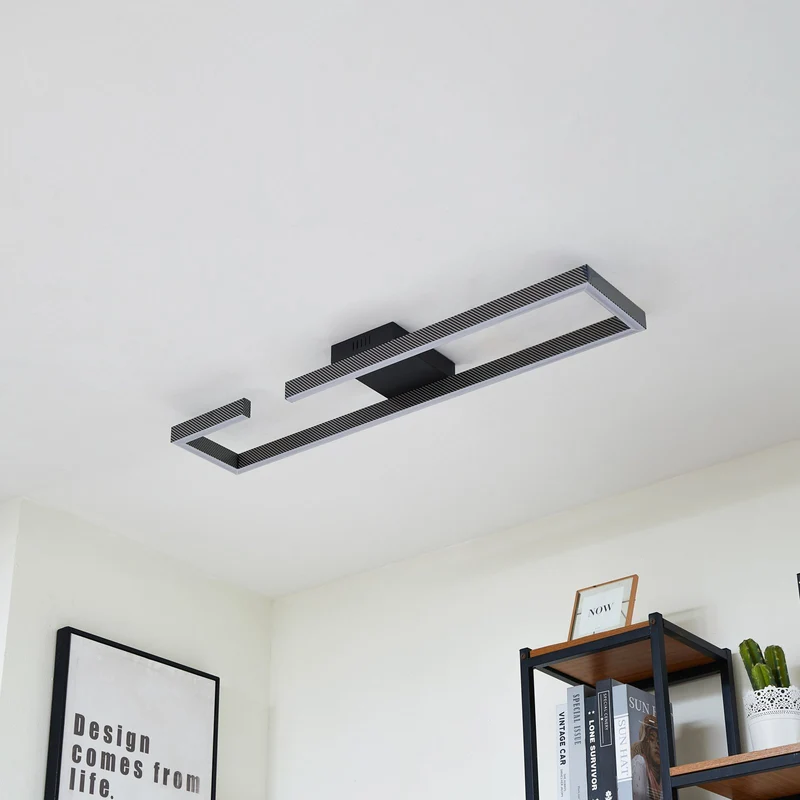 B-Ware Deckenleuchte Lampe Lucande LED schwarz Aluminium Yvor Leuchte Leuchtmittel e470