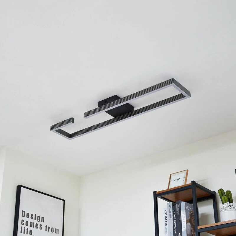 B-Ware Deckenleuchte Lampe Lucande LED schwarz Aluminium Yvor Leuchte Leuchtmittel e470