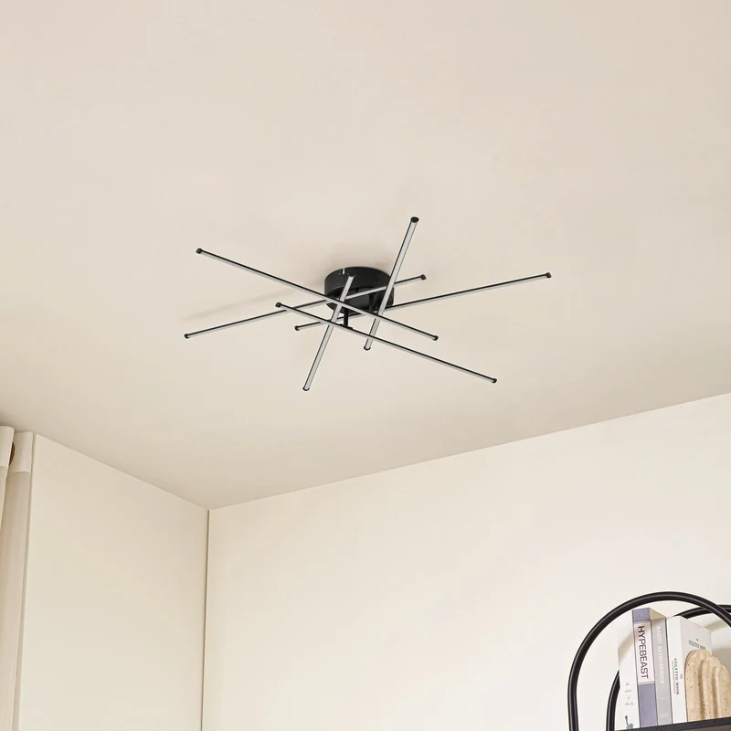 B-Ware Lindby Deckenleuchte Lampe LED Elviano schwarz Ø 80 cm 3000 K Aluminium Leuc373