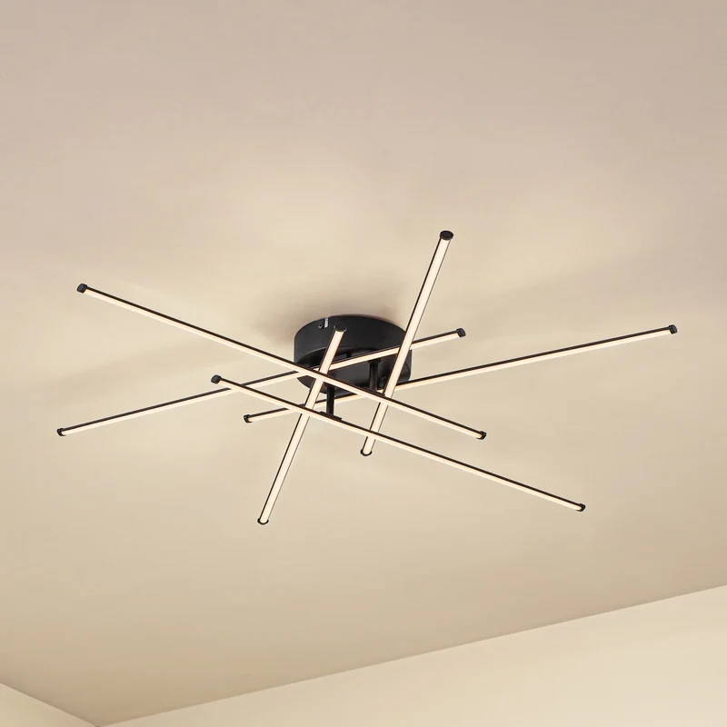 B-Ware Lindby Deckenleuchte Lampe LED Elviano schwarz Ø 80 cm 3000 K Aluminium Leuc373