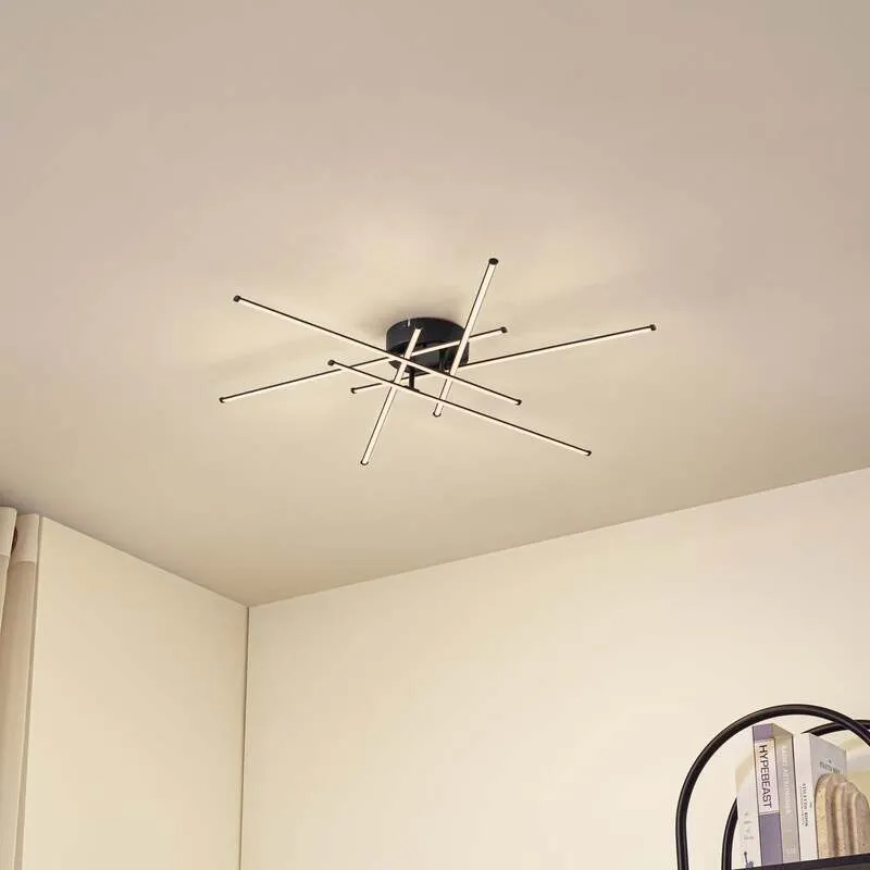 B-Ware Lindby Deckenleuchte Lampe LED Elviano schwarz Ø 80 cm 3000 K Aluminium Leuc373