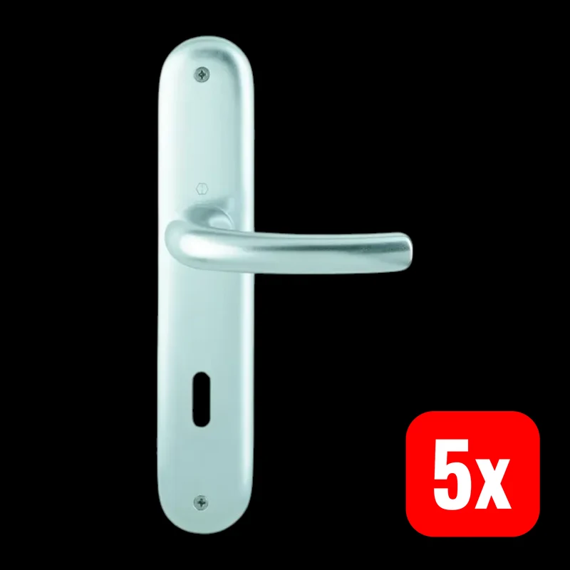 5x B-Ware Hoppe Langschildgarnitur Türbeschlag Tôkyô Innentür Aluminium Silber DIN 5STÜCK