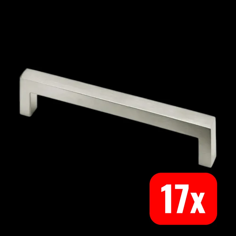17x B-Ware HETTICH Möbelgriff Griff Anzio Edelstahl 192 mm Knauf gebürstet 202 mm 17 STÜCK