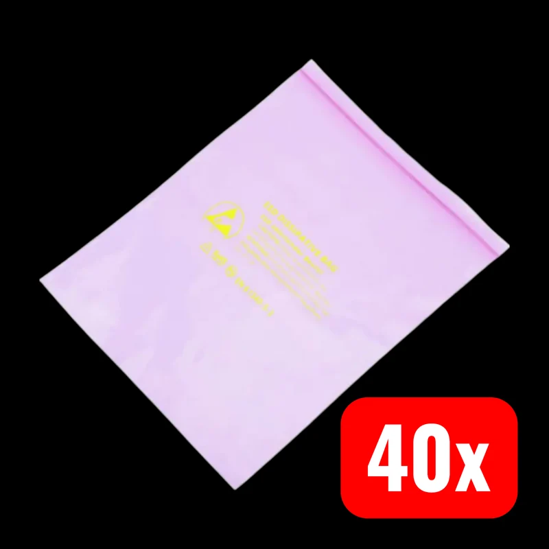 4x B-Ware Quadrios ESD Beutel Tasche Antistatikbeutel Transparent 30x40 cm Pink 40 STÜCK