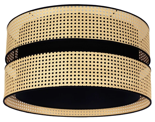 B-Ware DUOLLA Deckenleuchte Lampe Duo Rattan Baumwolle Rund Beige Schwarz Wohnzimmer