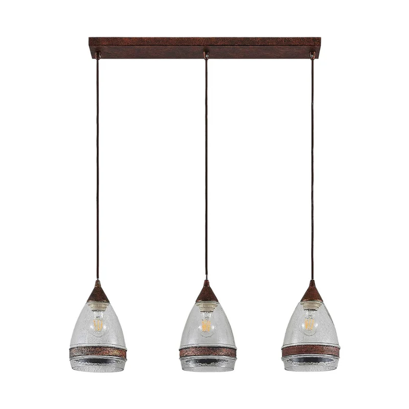 B-Ware Lindby Glas-Pendelleuchte Millina Pendellampe Lampe Leuchte 3 flg. E27 rostbr107