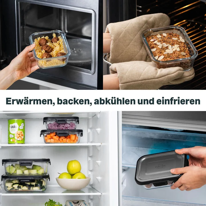 B-Ware SILBERTHAL Frischhaltedosen Vorratsdosen Glas Edelstahl 3er-Set Klickverschluss