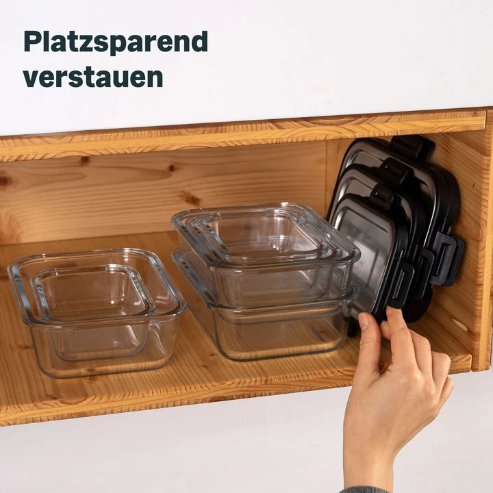 B-Ware SILBERTHAL Frischhaltedosen Vorratsdosen Glas Edelstahl 3er-Set Klickverschluss