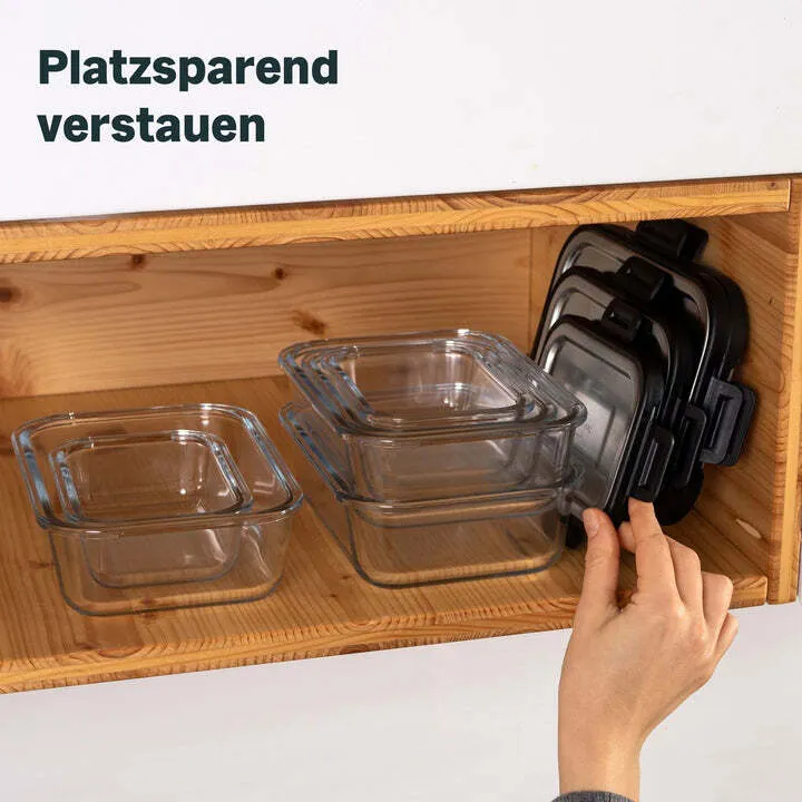 B-Ware SILBERTHAL Frischhaltedosen Vorratsdosen Glas Edelstahl 3er-Set Klickverschluss