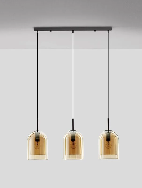 B-Ware Nova Luce Pendelleuchte Hängeleuchte VELOR Lampe E27 Bernstein SIEHE TEXT/FOTO