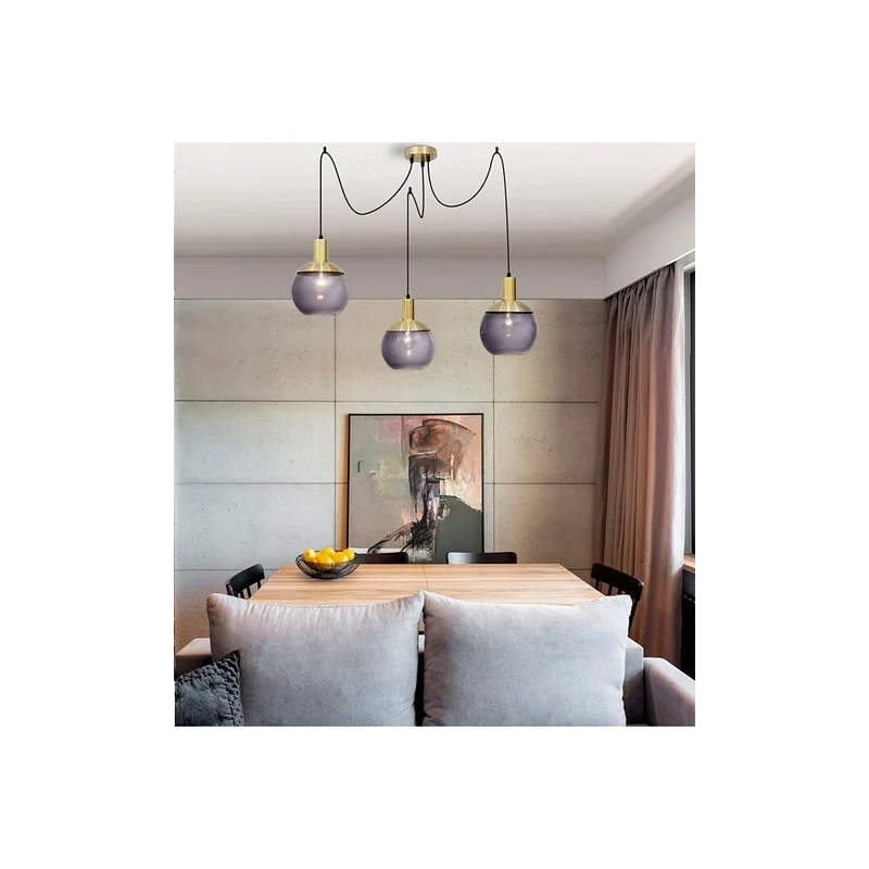 B-Ware Nova Luce Pendelleuchte Hängelampe Odessa Kugeln Rauchglas LED SIEHE TEXT/F898