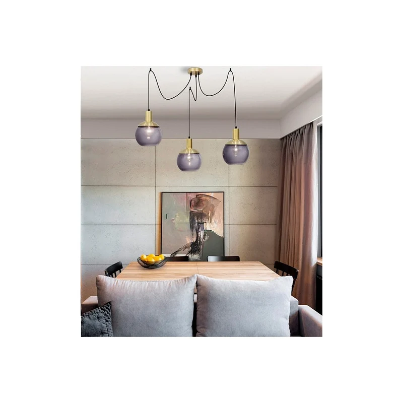 B-Ware Nova Luce Pendelleuchte Hängelampe Odessa Kugeln Rauchglas LED SIEHE TEXT/F898