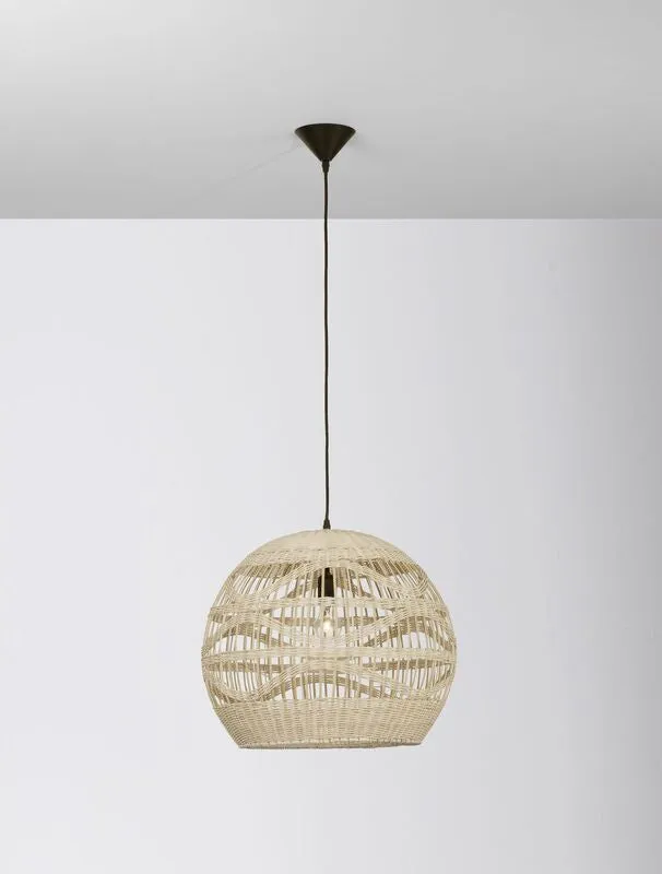 B-Ware Nova Luce Pendelleuchte Hängeleuchte MARLO Rattan LED Beige 205x48cm SIEHE TEXT